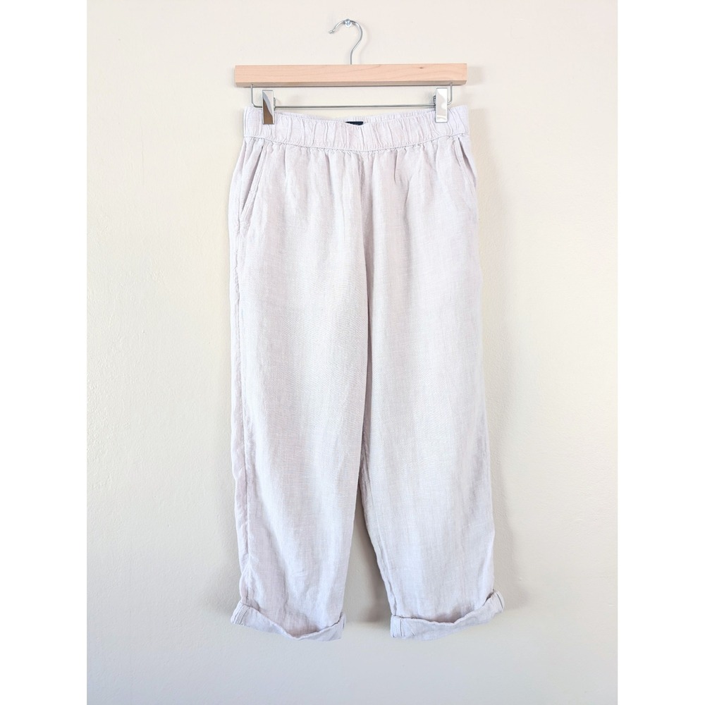 Rachel Roy Womens Size M Linen Cuffed Easy Pants Elastic Stretch Summer Vacation